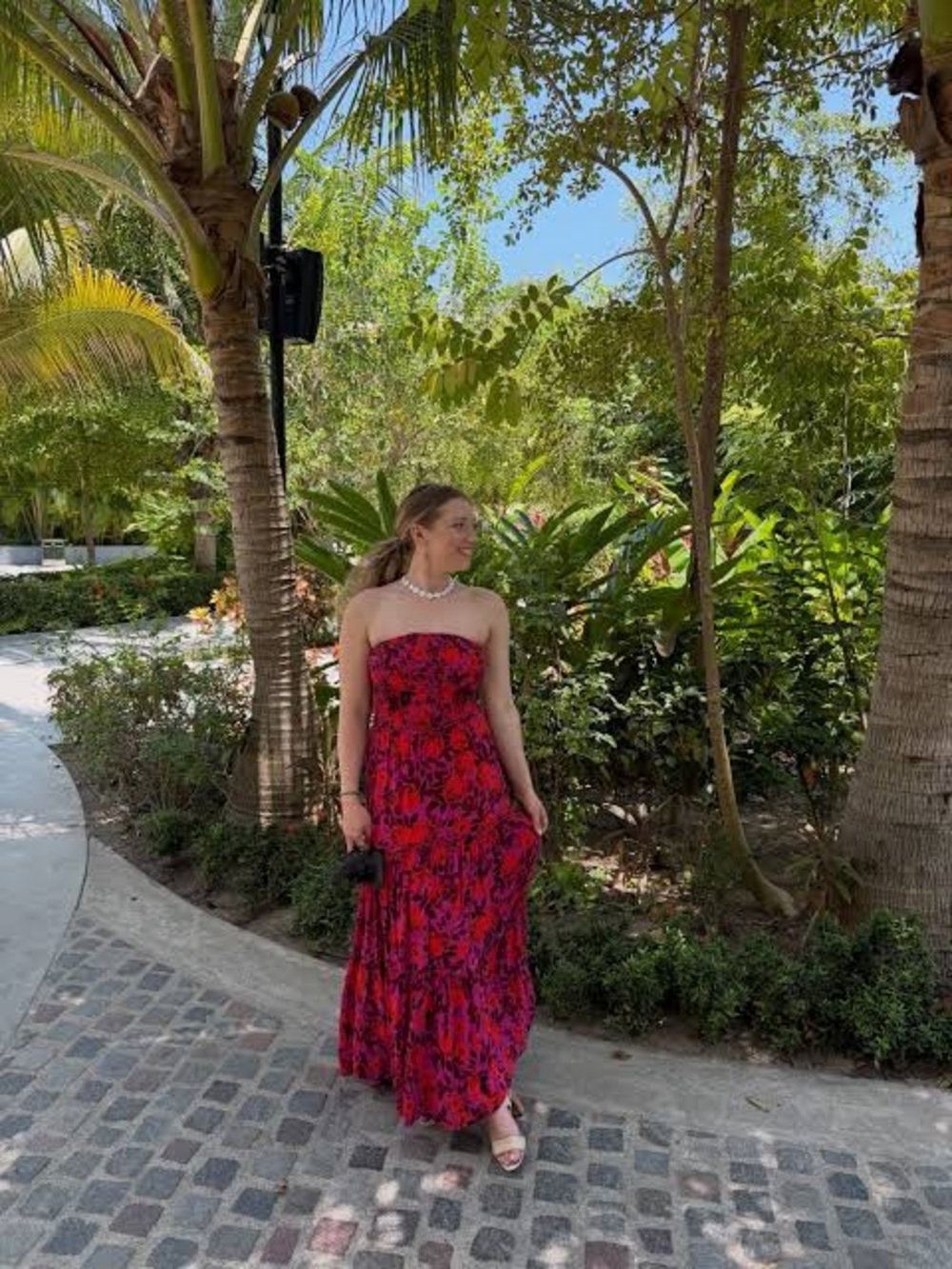 🦋Abel The Label Strapless Tiered Maxi Dress tropical Floral - Picture 7 of 7